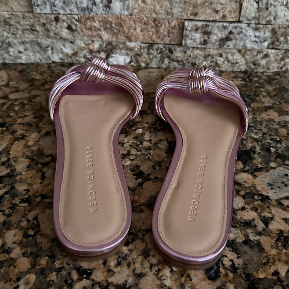 Veronica Beard Gemma Metallic Slide Sandal - Picture 6 of 9